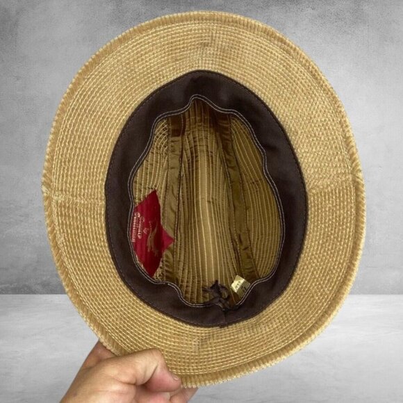 Trav'ler by Country Gentleman Men's Tan Vintage Fedora Corduroy Hat 7 1/8 - Picture 5 of 8